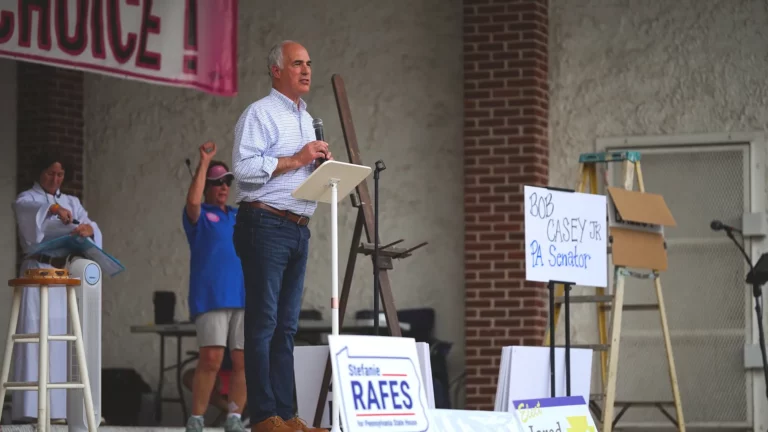 Sen. Bob Casey and Rep. Susan Wild rally for reproductive rights in Bethlehem, Pa