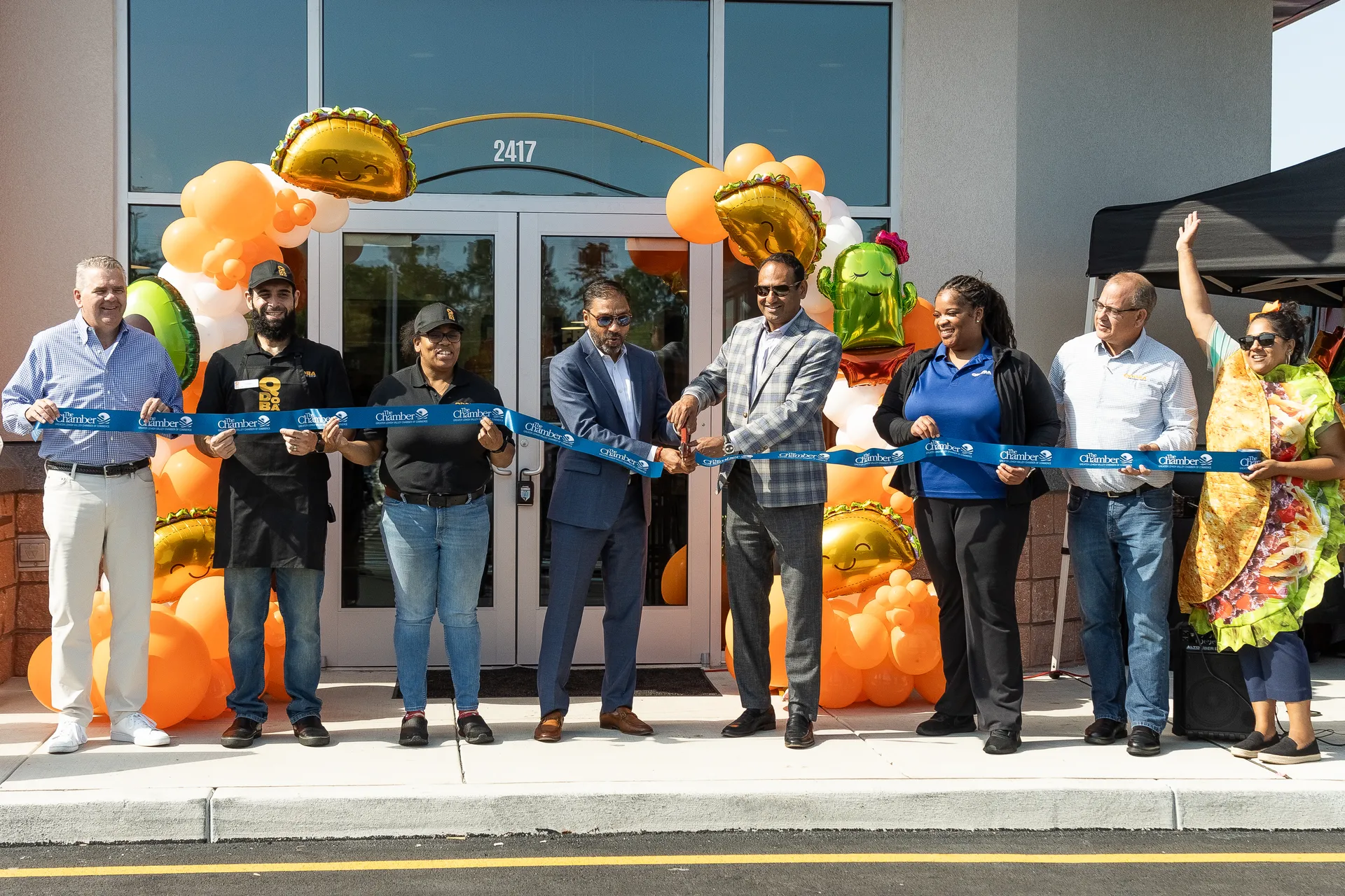 qdoba grand opening westgate mall bethlehem pa september 9th 2024 ribbon cutting chamber of commerce