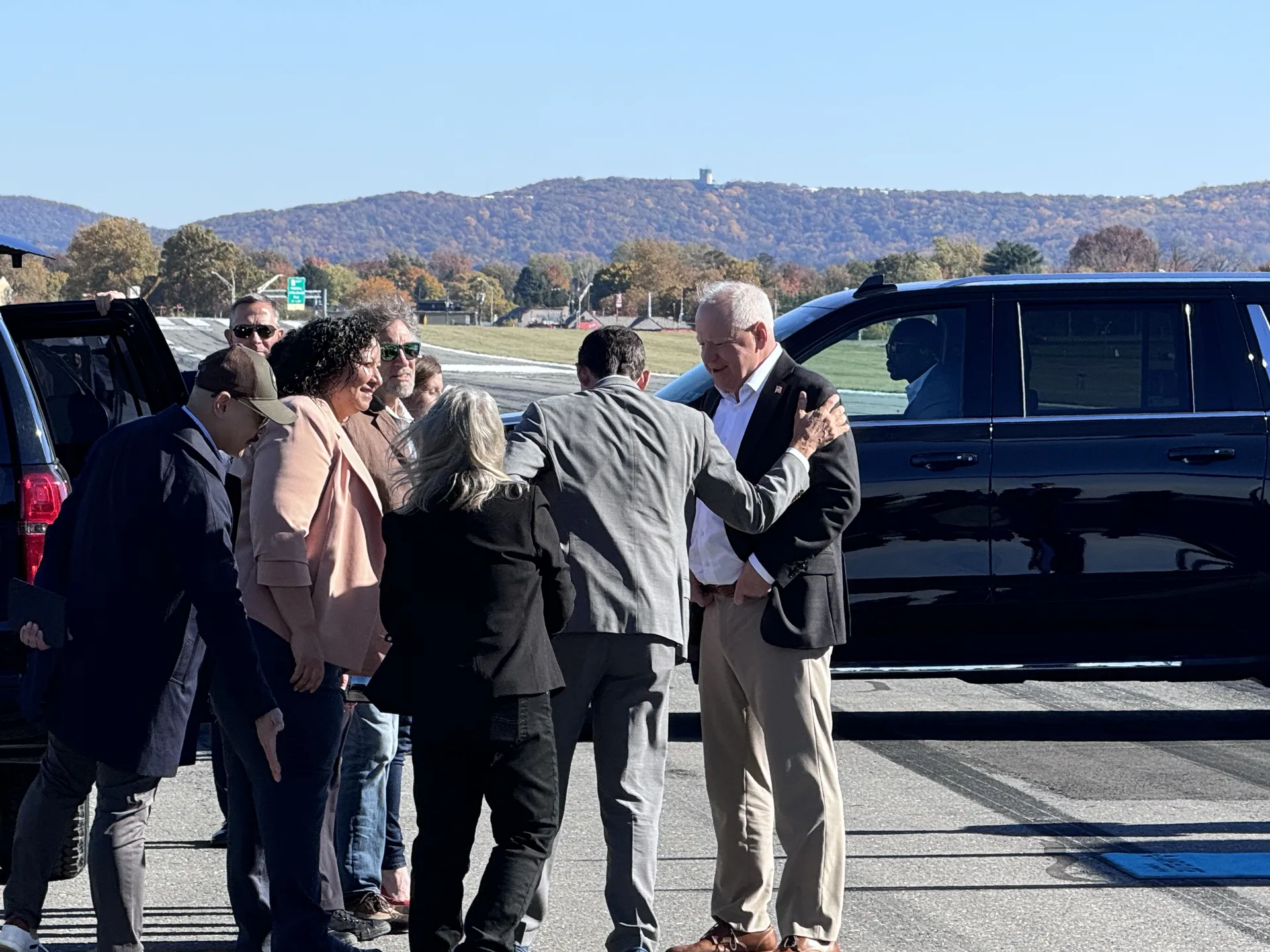 gov tim walz arrives at abe airport in the lehigh valley pennsylvania october 25th 2024