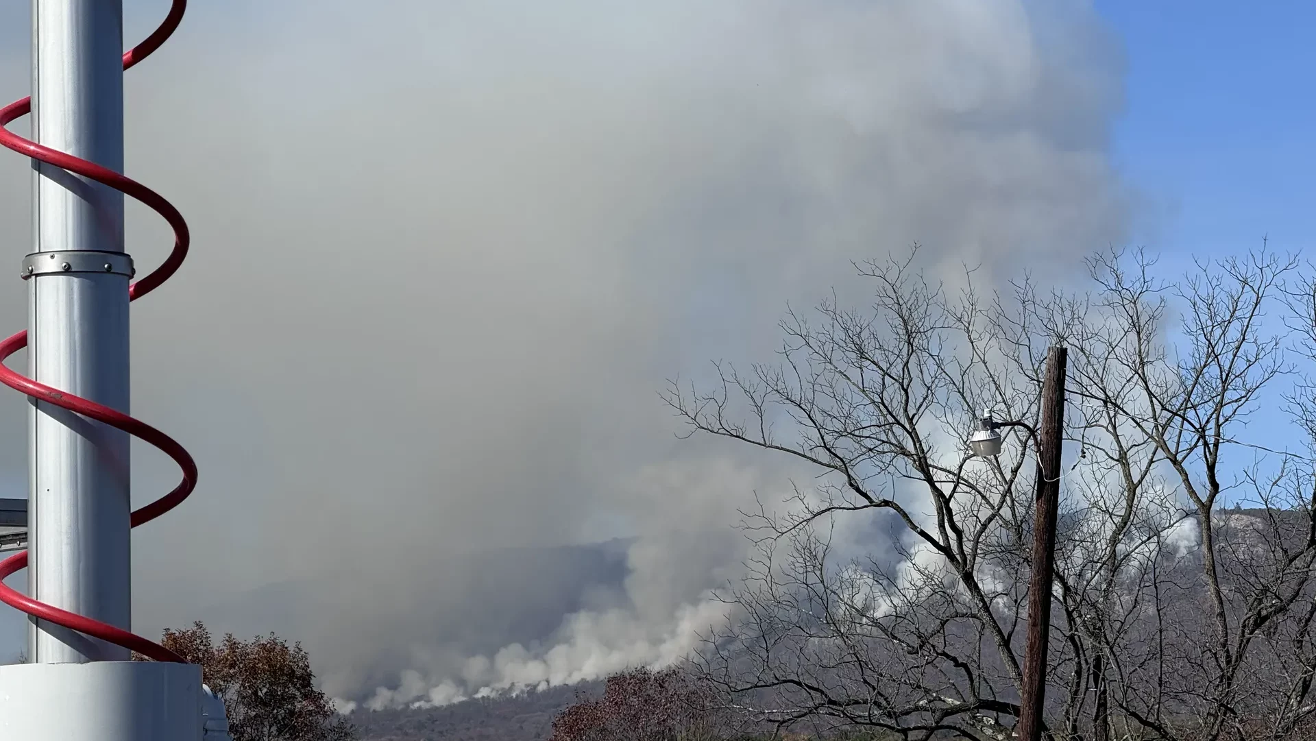 wildfire on blue mountain in lehigh township, pennsylvania 11/3/24