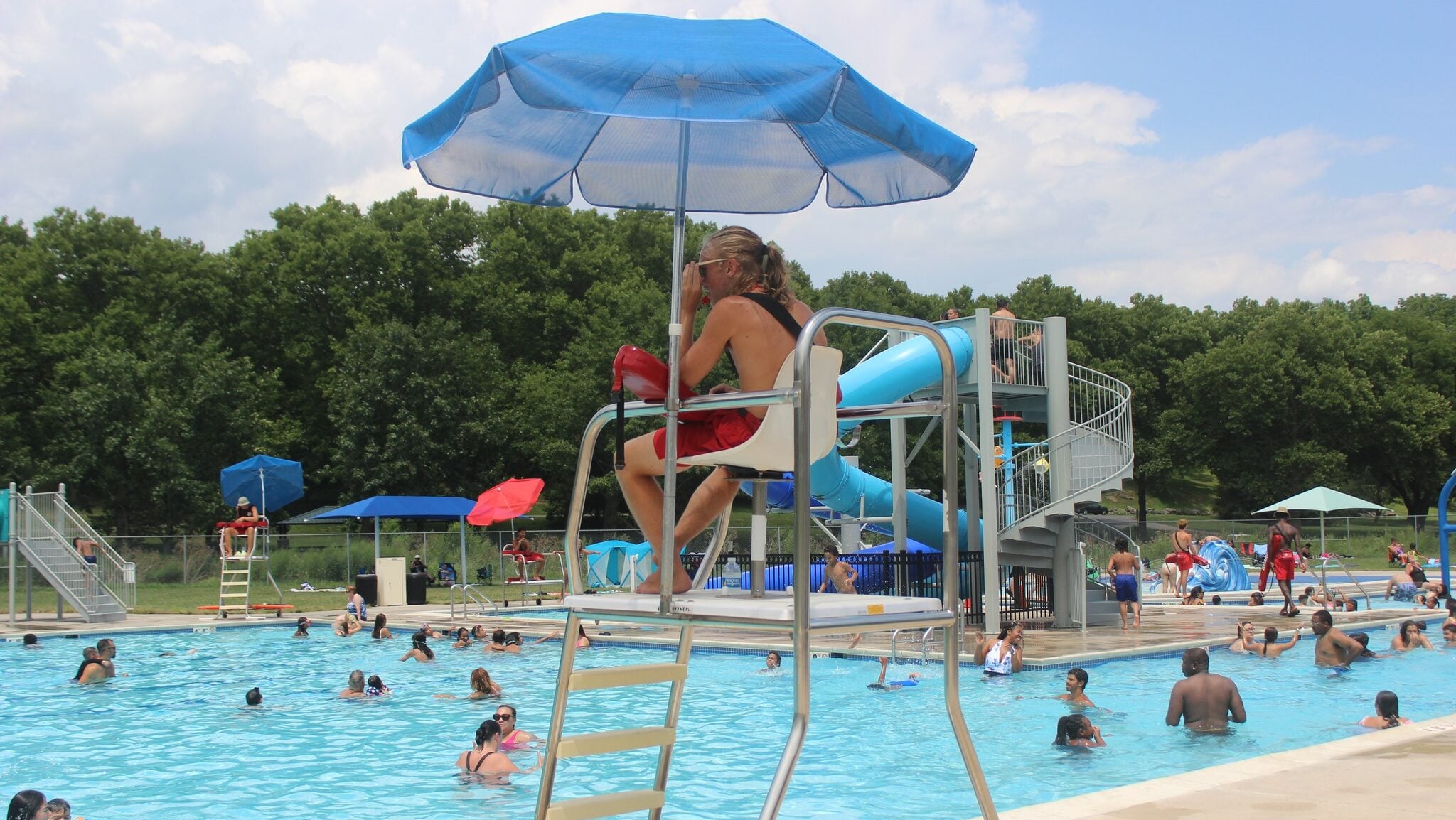 life guard sitting at allentown pool working 2024