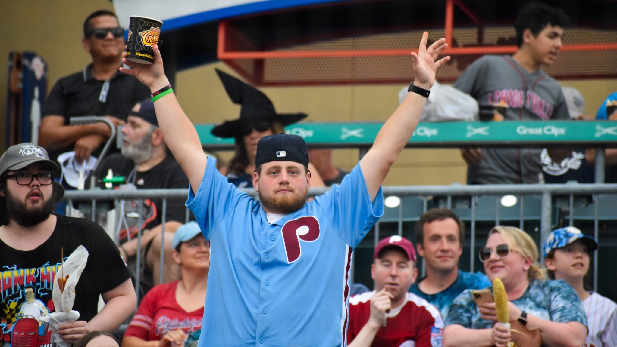 ironpigs baseball fan in the stands