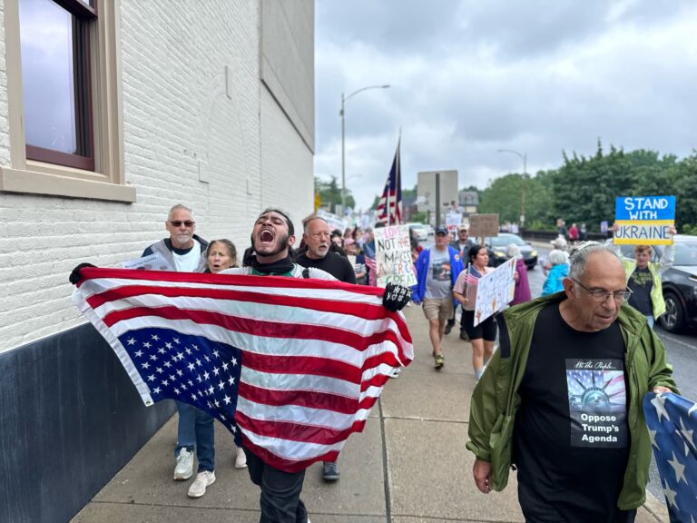 Thousands rally against Trump in Bethlehem on his birthday