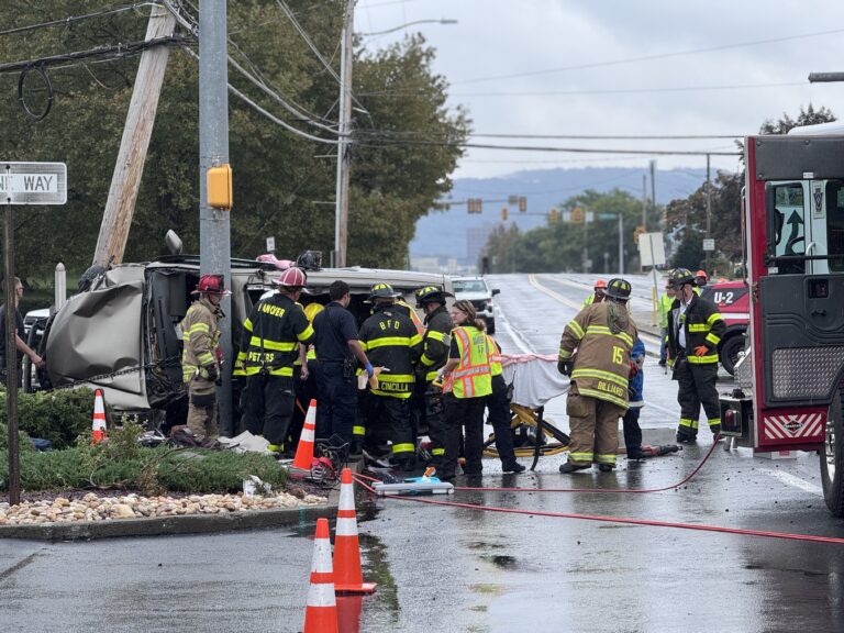 Driver hospitalized after car flips, knocks out power to hundreds in Bethlehem