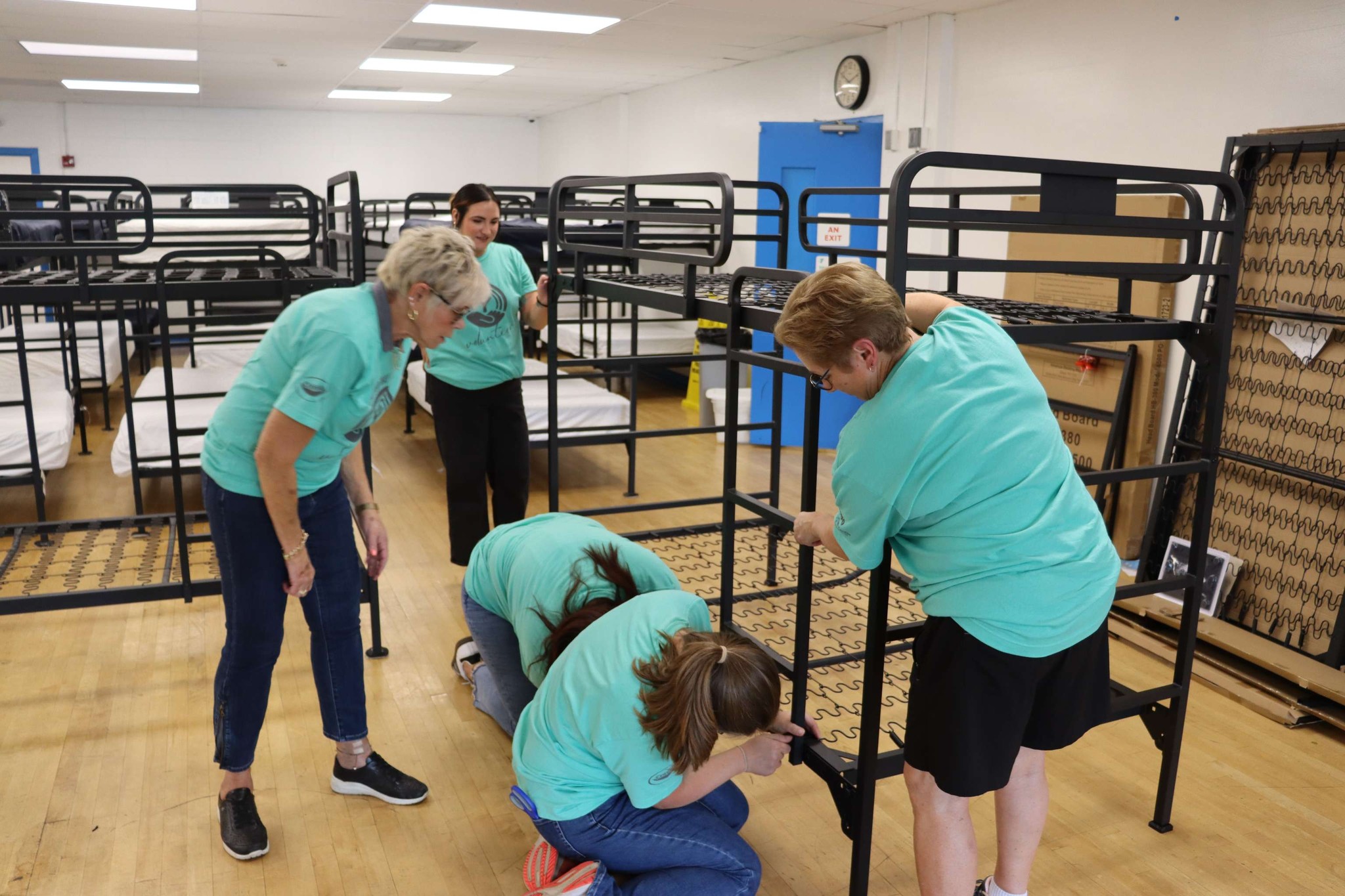 ymca allentown warming station put together beds for homeless guests