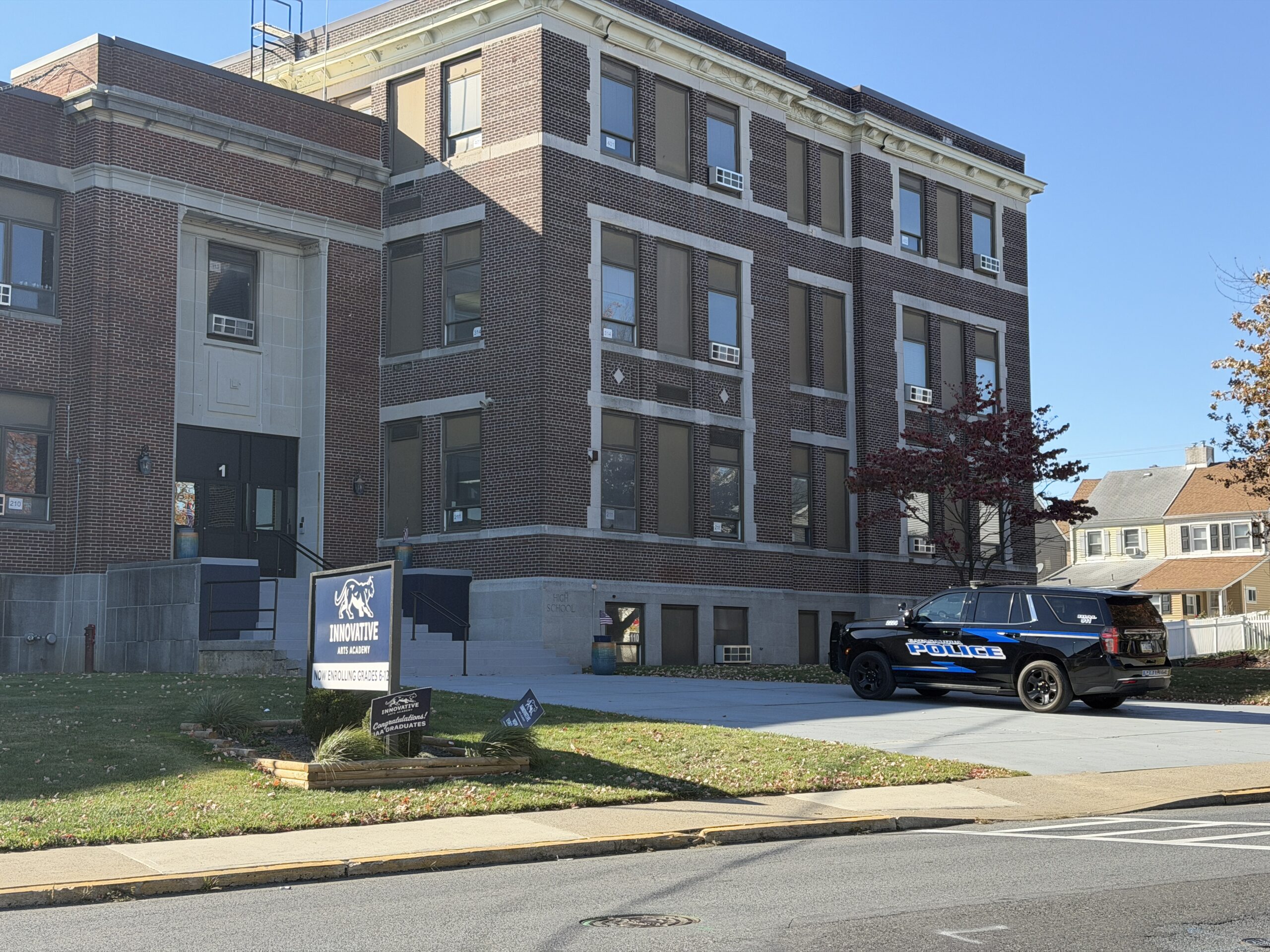 outside of innovative arts academy in catasauqua pa, police respond to student with gun