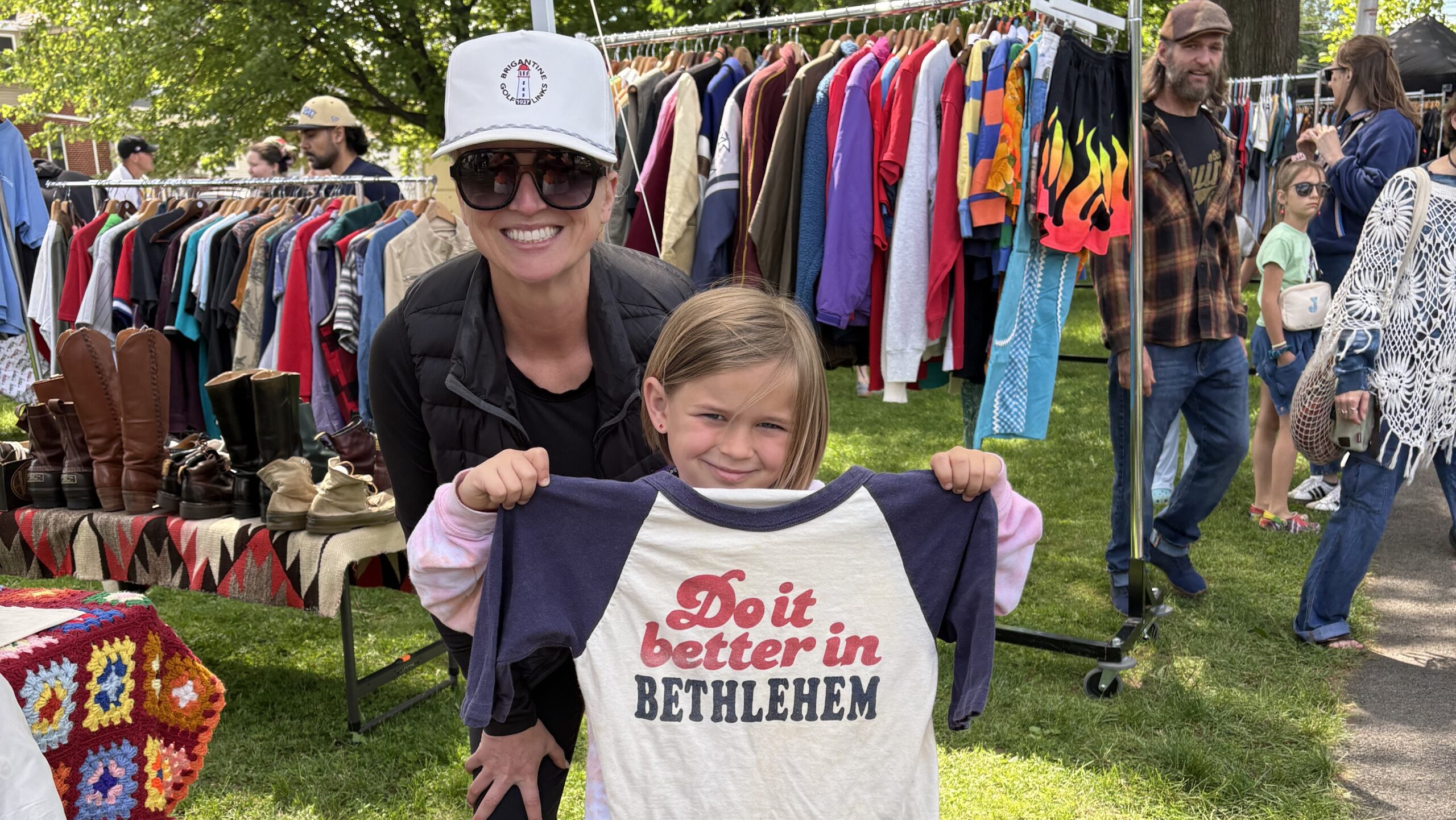 patrons pose with freshly scored vintage merch at the bethlehem vintage market