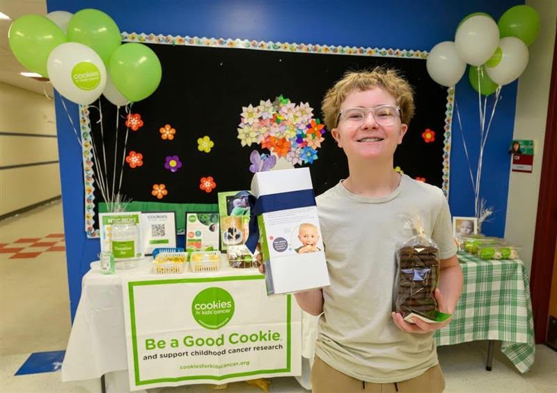 ben promoting cookies for kids' cancer nonprofit