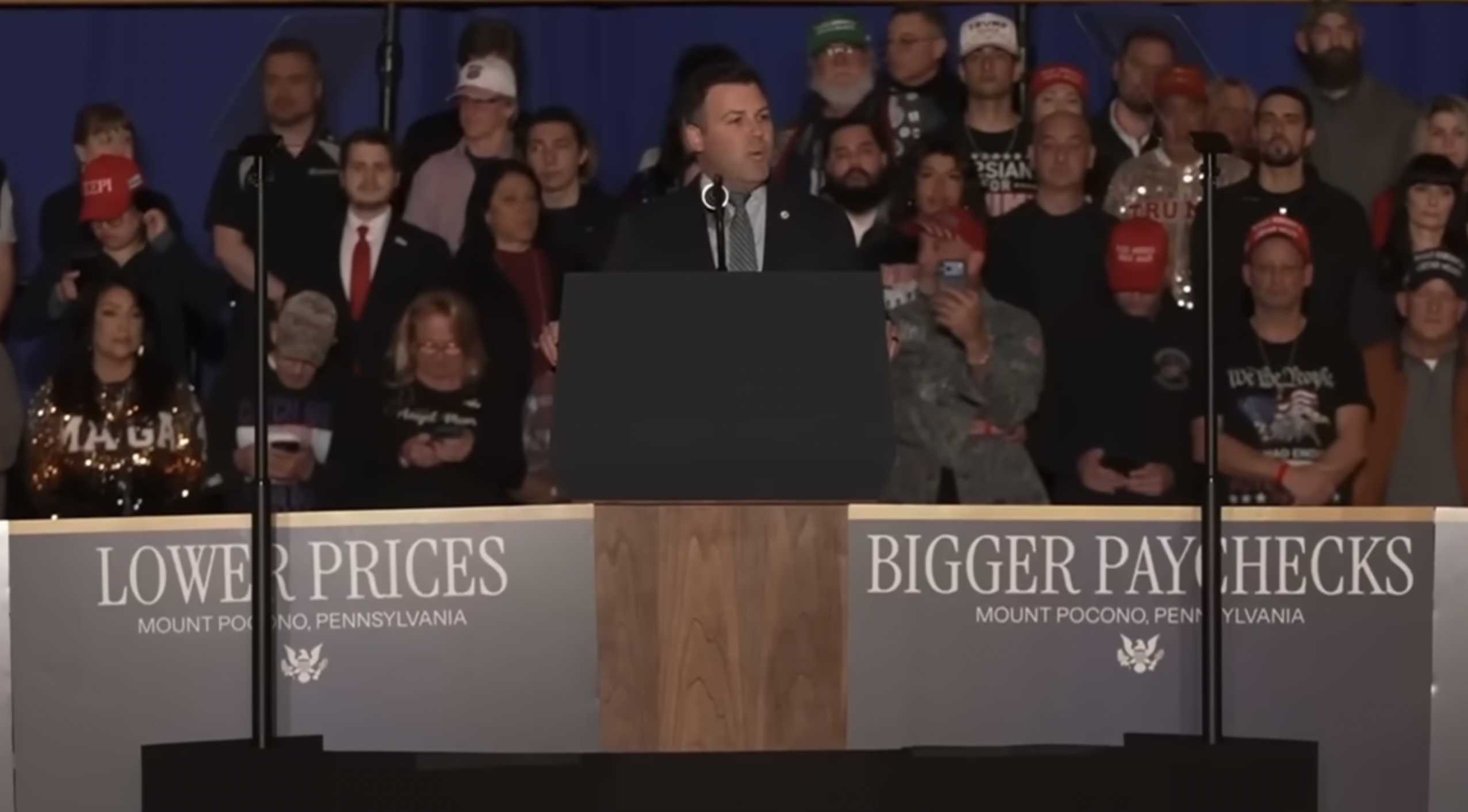 Rep. Ryan Mackenzie speaks at President Donald Trump's rally in the Poconos (Photo Courtesy: ABC)