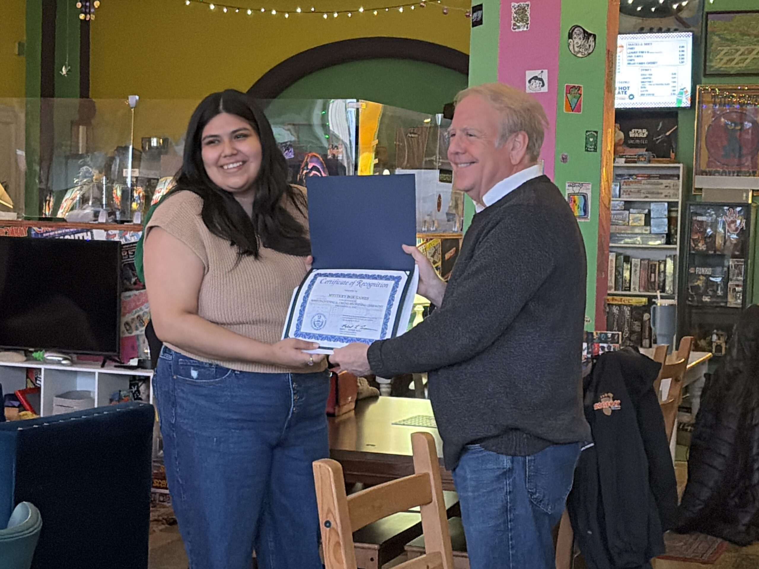 the Easton Business Association’s ribbon-cutting celebration for Mystery Box Games