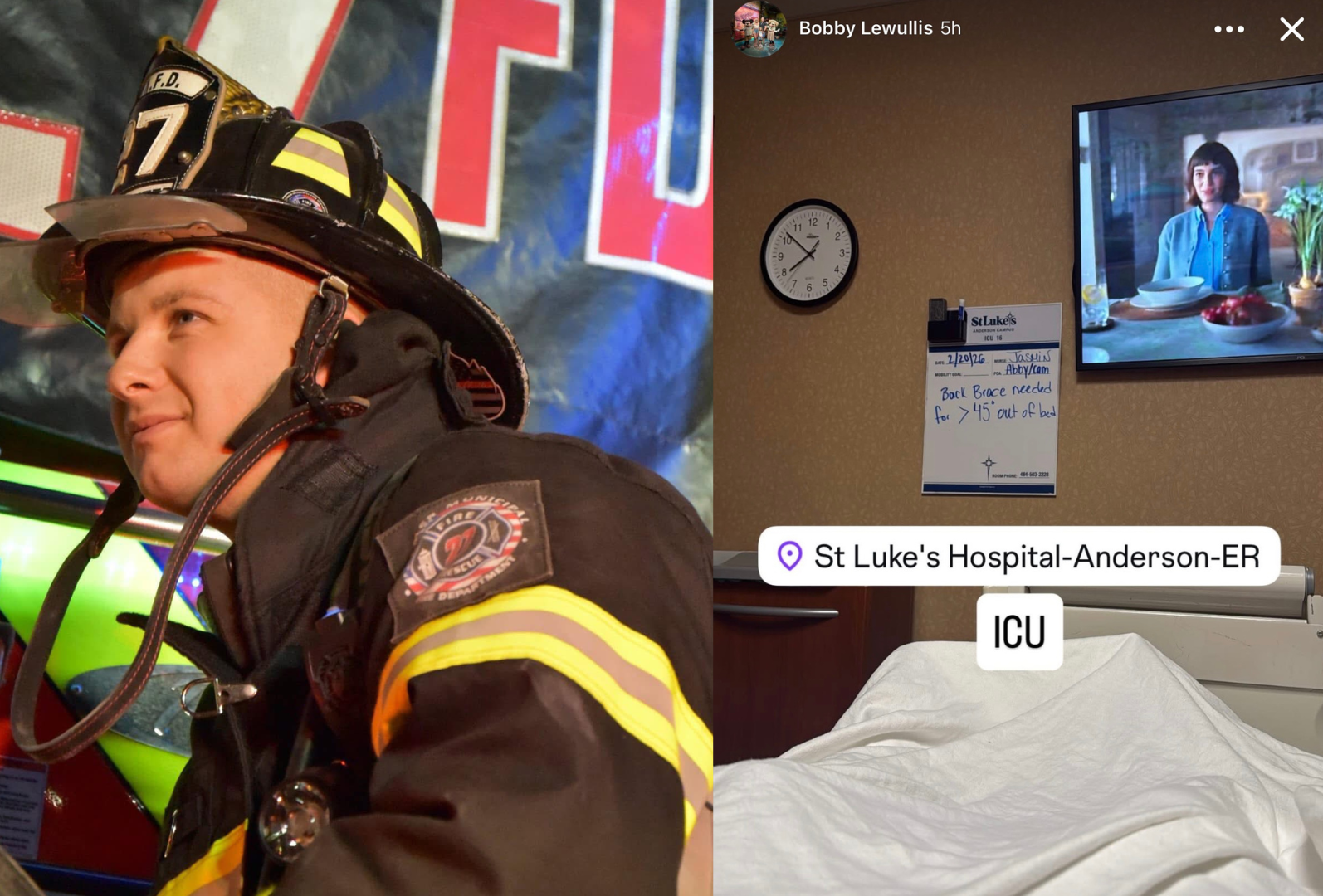 bobby lewullis easton firefighter fell injury