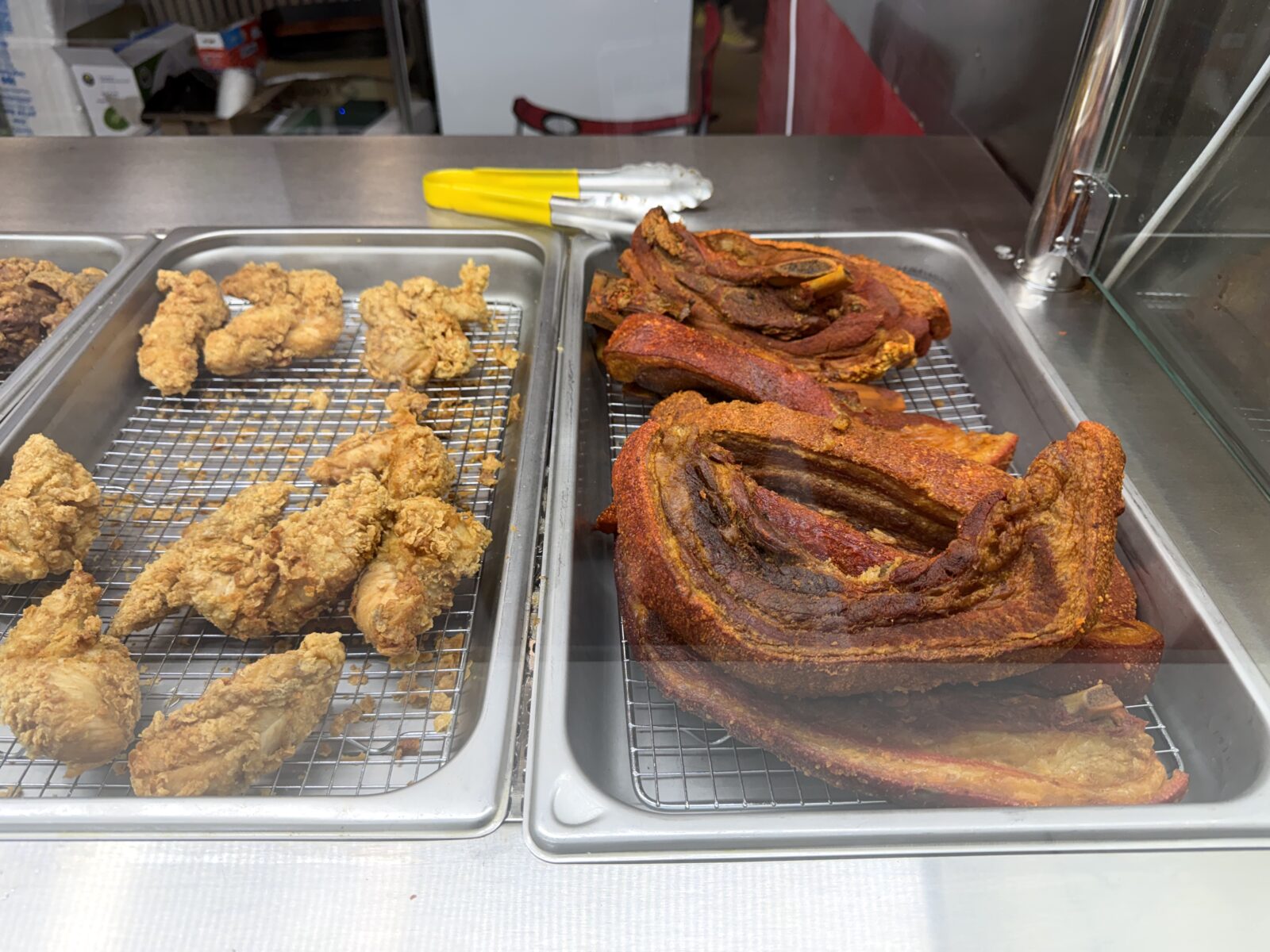 fried chicken and food behind glass grandma chicken picapollo southside bethlehem pa may 6 2026