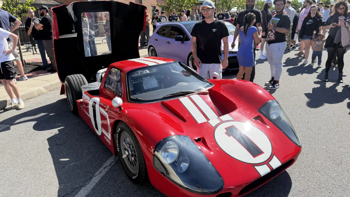 A red Ford GT40 Mk IV-style race car marked No. 1.