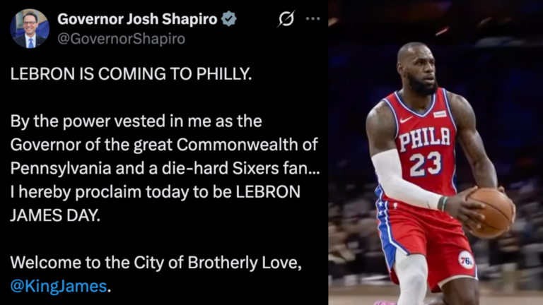 Shapiro proclaims statewide ‘LeBron James Day’ as LeBron James signs with the Philadelphia 76ers