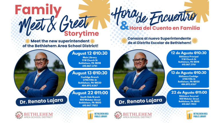 New Bethlehem schools superintendent Lajara to read at family storytimes this month
